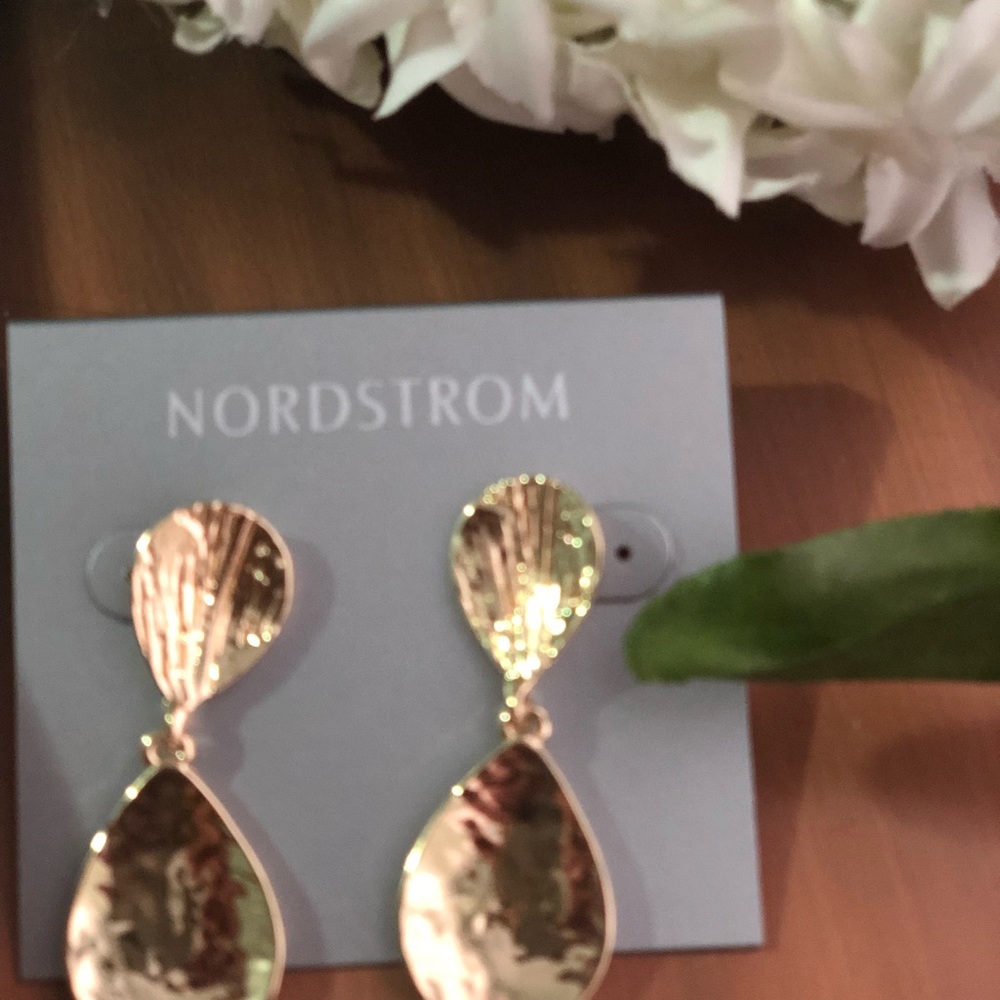 Gold tone drops pin earrings